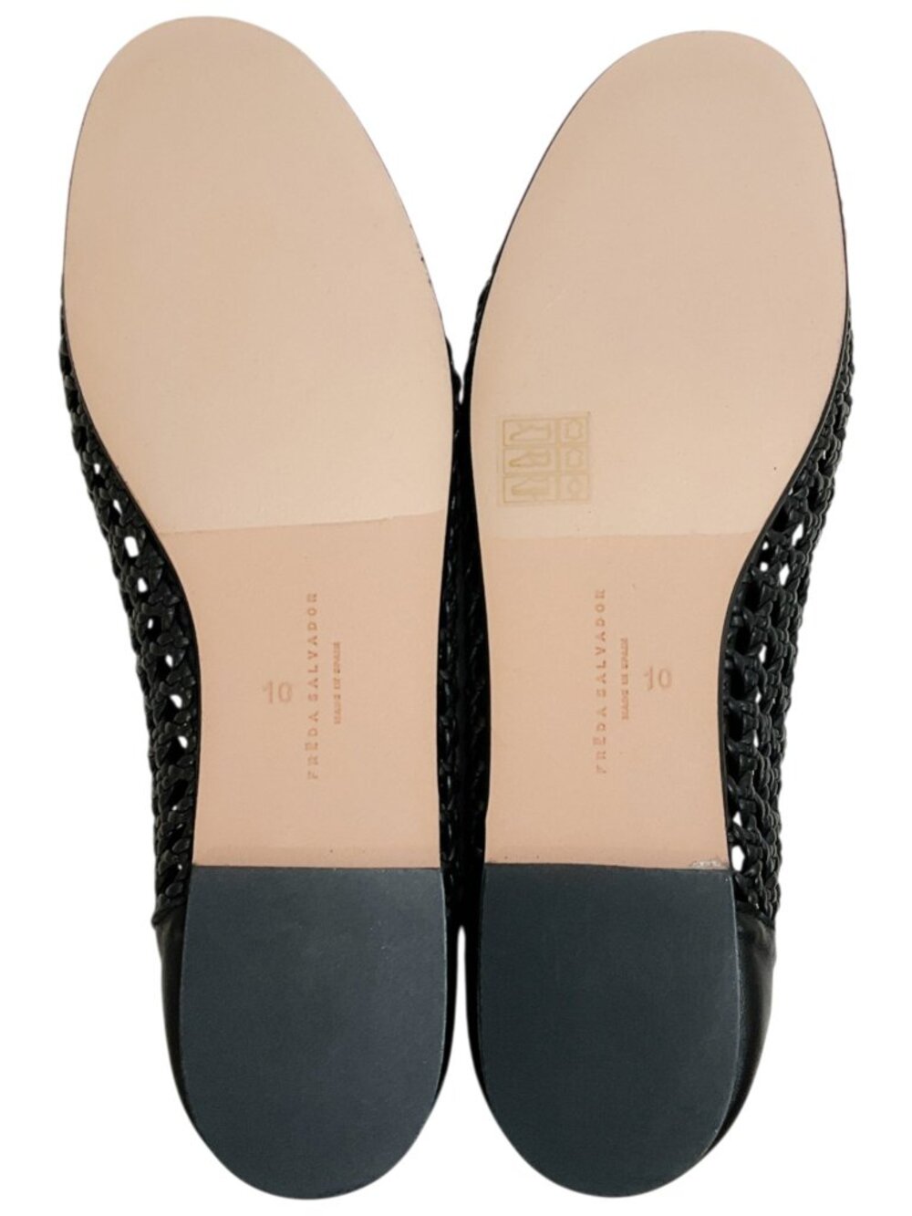Freda Salvador Black Leather Riley Woven Round Toe Flats - Picture 11 of 11